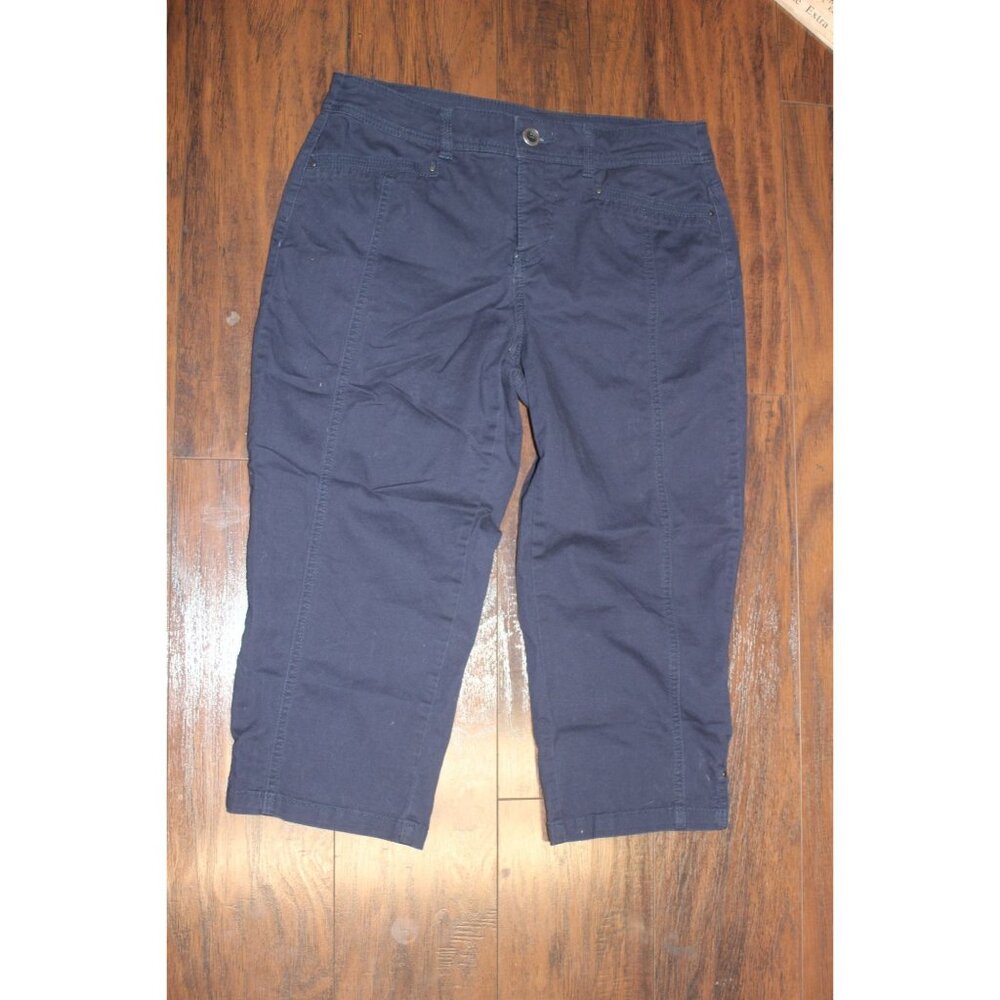Style & Co Womens Navy Blue Capri Pants Size 6 Cotton/Spandex Blend Comfortable